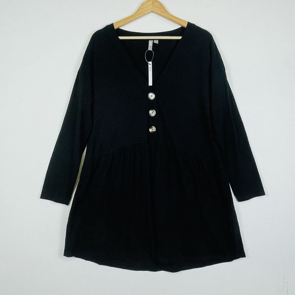 ASOS Dresses & Skirts - NEW ASOS Babydoll Dress Women 8 Black Minimalist Sustainable Jersey Scandi